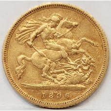 AUSTRALIA 1896 . HALF 1/2 SOVEREIGN . MELBOURNE . GOLD